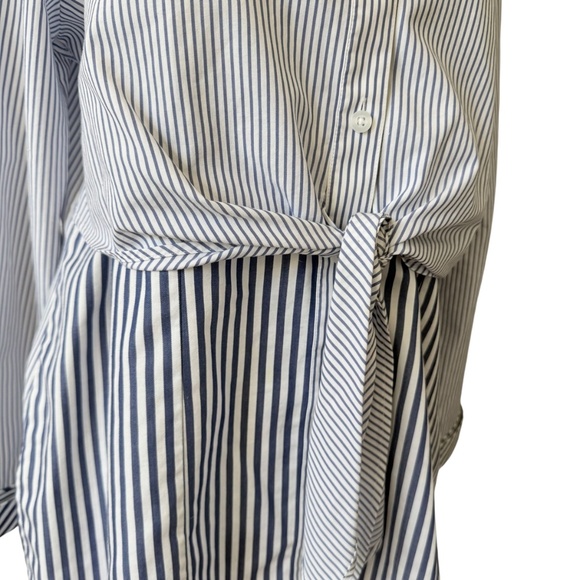 CHICOS TUNIC TOP STRIPED TIE WAIST LONG SLEEVES COASTAL GRANDMA NAUTICAL 8-10 - Picture 5 of 12